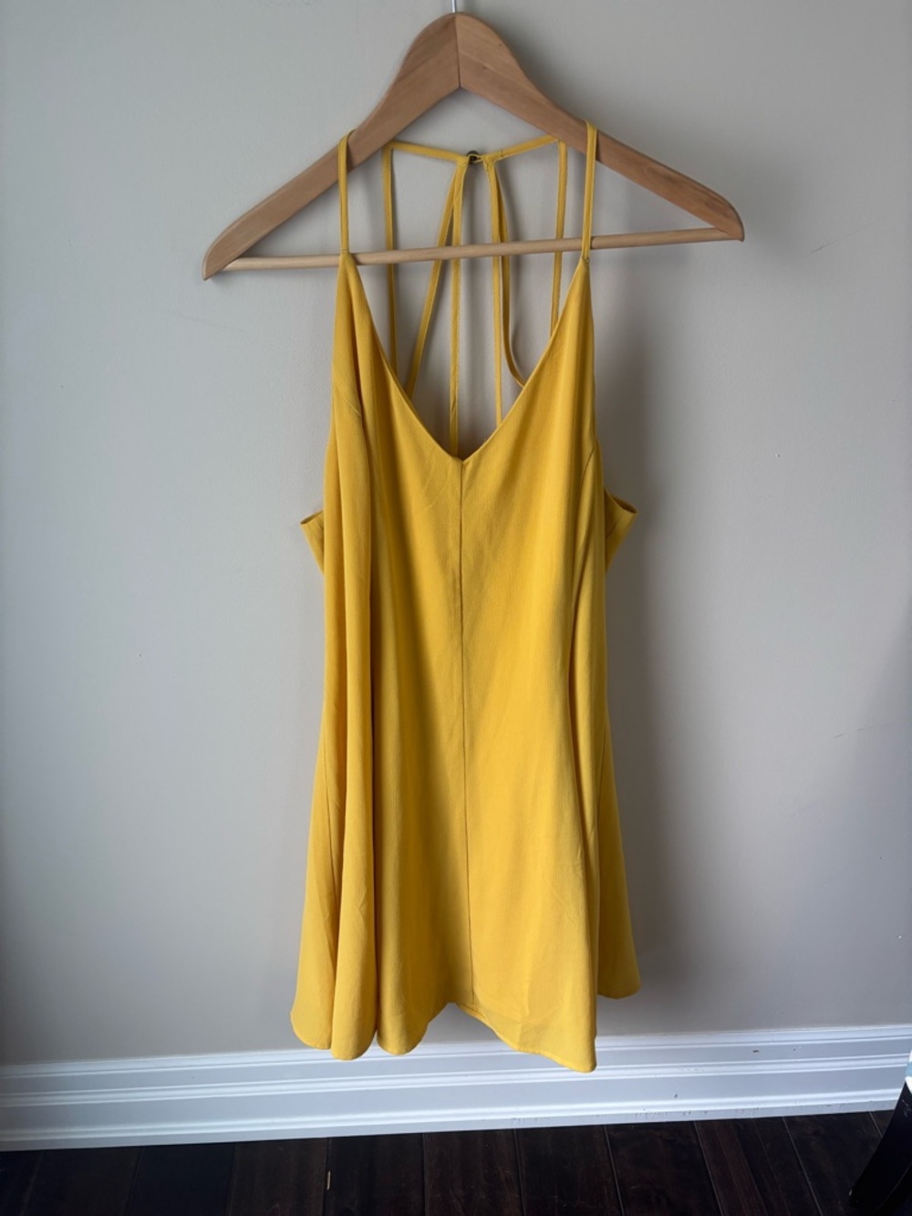 Forever 21 Bright Yellow Slip Dress with detailed back